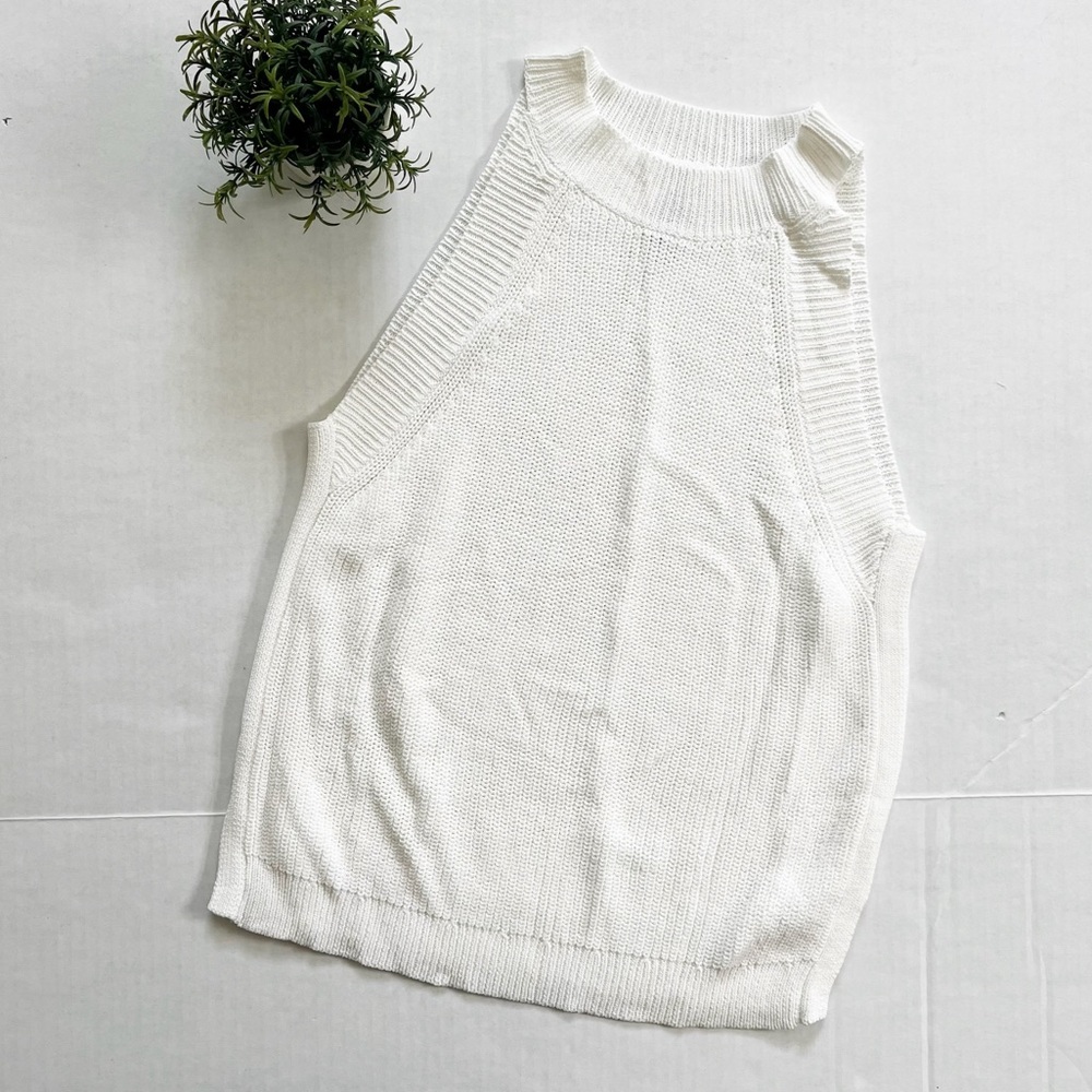 Francescas Alya Sleeveless Knit High Neck Top in White